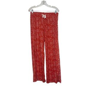 Hello Mello Lounge Pants Pajama Womens Large/XL Red New Snowflake Matching Pouch